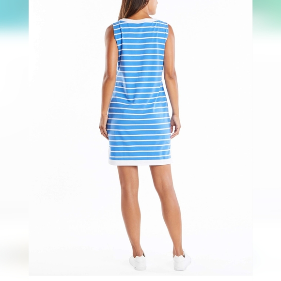 *NEW* Nautica Breton Stripes Sleeveless V-neck Stretch Cotton Polo Dress - Picture 3 of 6
